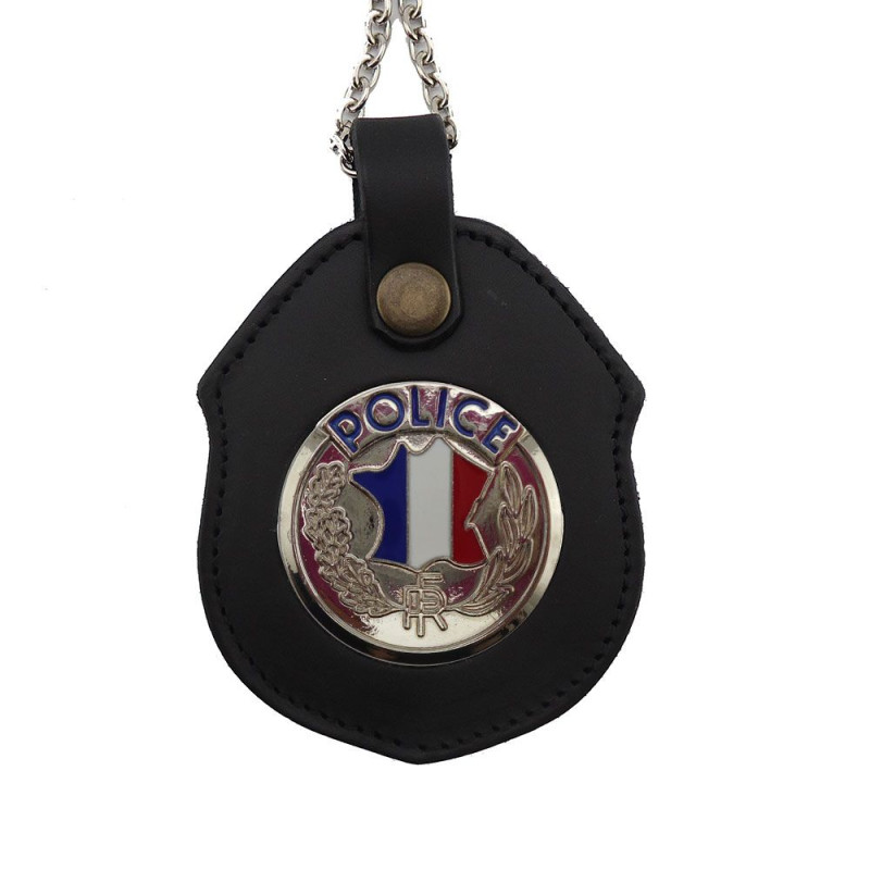 Porte insigne cuir Police Nationale (insigne inclus)